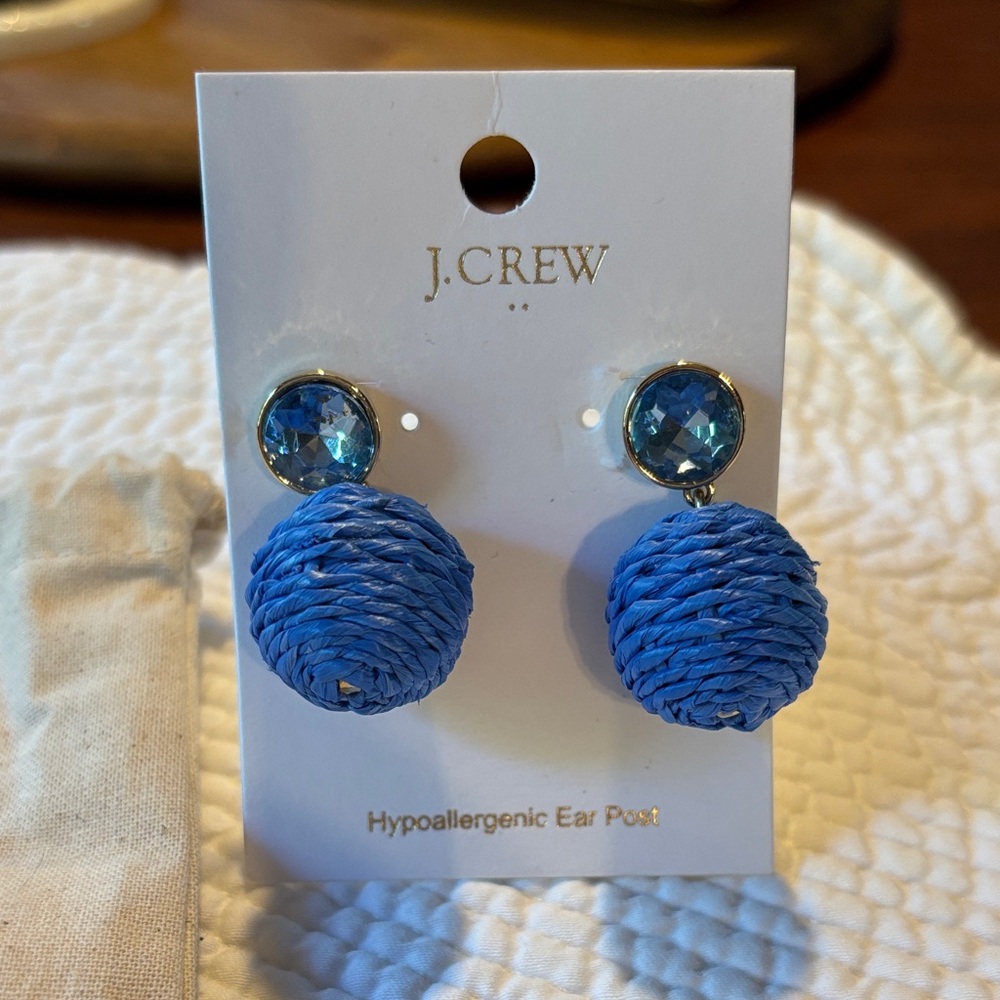 J.Crew raffia ball drop earrings
